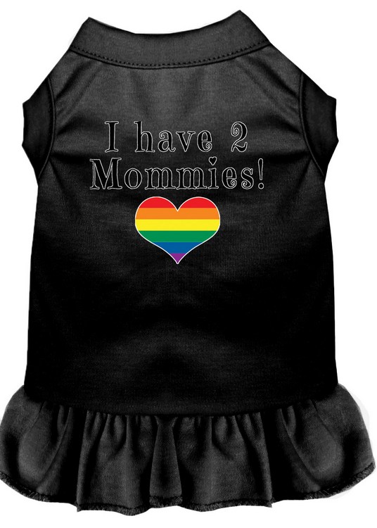 I Have 2 Mommies Screen Print Dog Dress Black Med